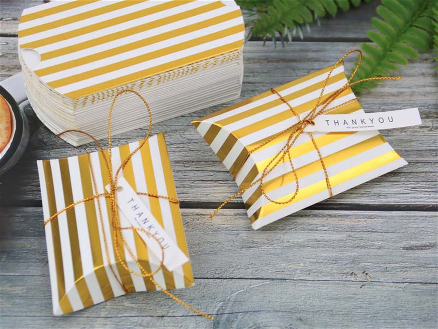 Gold/Silver striped pillow party favor boxes-Gold/Silver dot pillow candy box-creative gift boxes-treat boxes-birthday wedding favor boxes