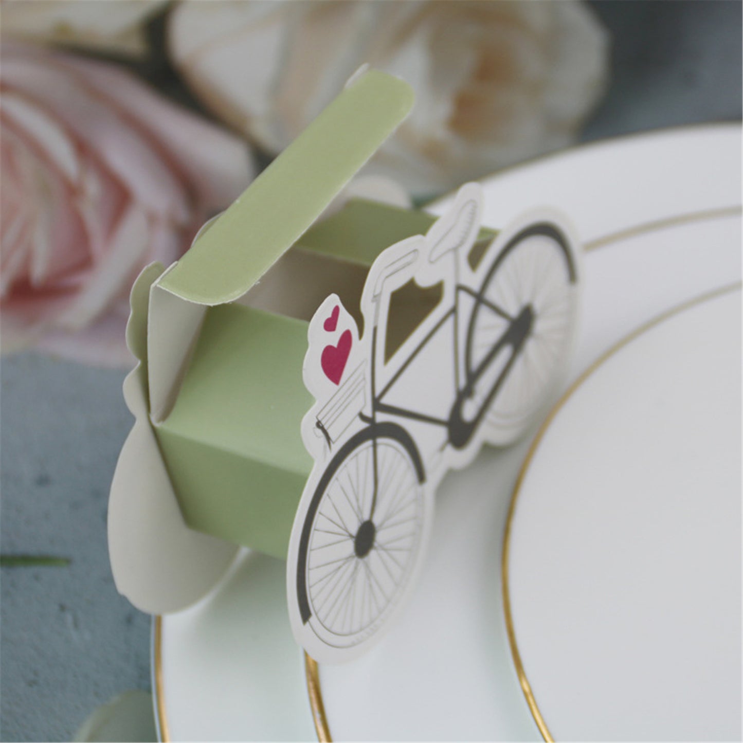 bicycle Wedding favor boxes with red heart-Bridal shower candy boxes-treat boxes-party favor box-bridal favor box-engagement party gift box