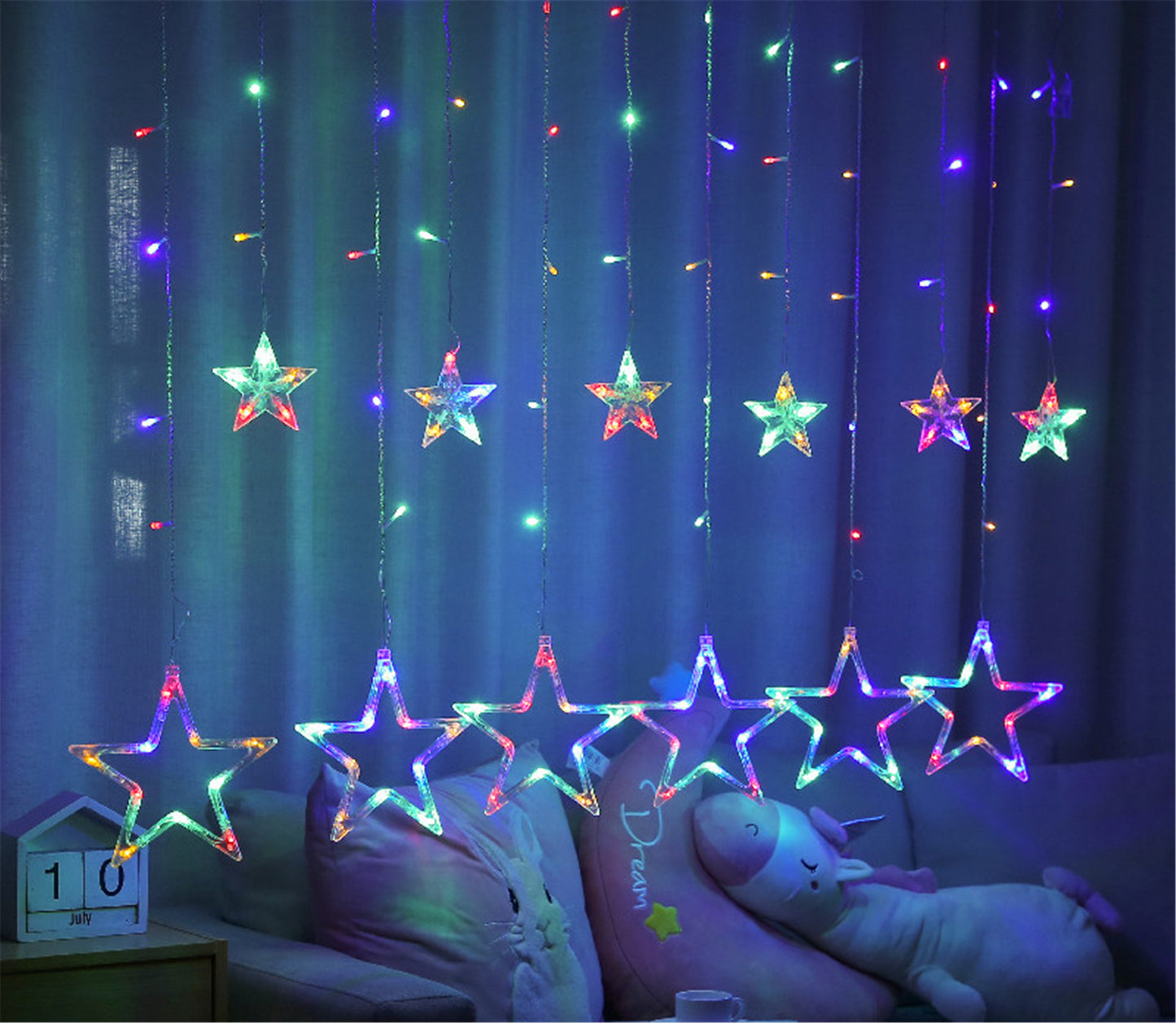 Star Led Curtain String Lights-3.5M Ins Christmas Lights Decoration Holiday Lights Lamp hanging wall decor for Christmas room decor