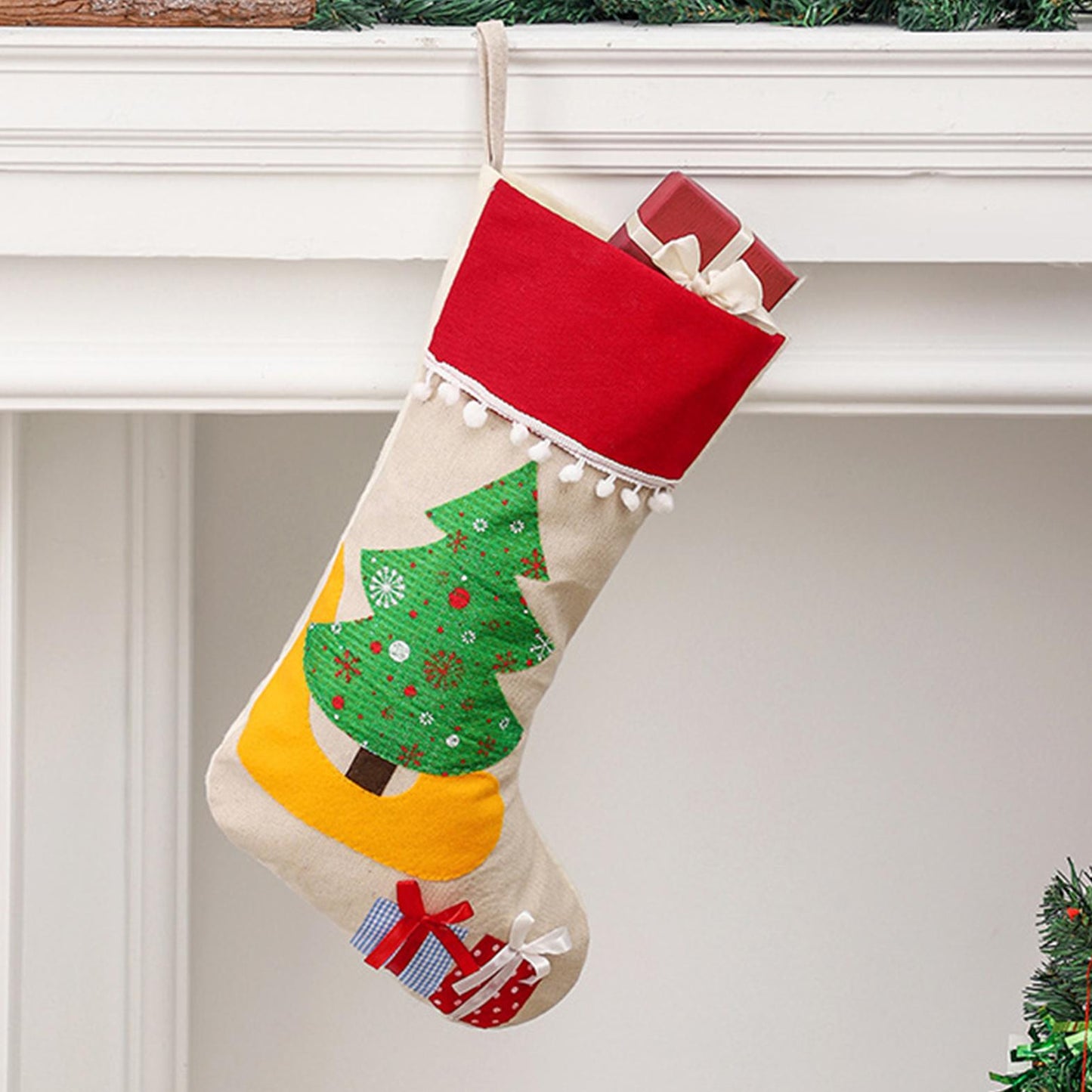 Christmas Stockings Personalized Holiday Stockings Custom Stocking with Name Gift Pattern Stocking for Family Christmas Ornament Decoration