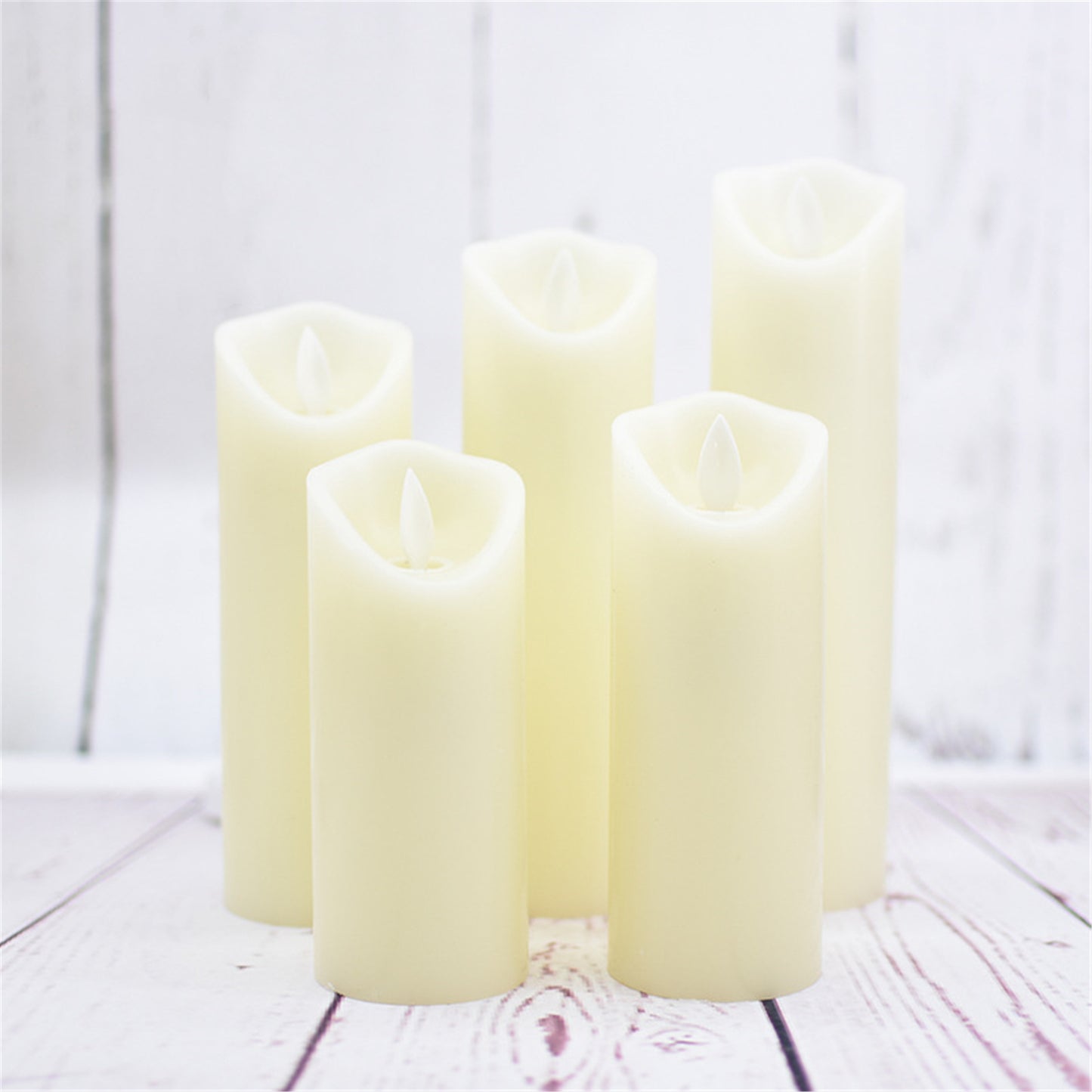 Set of 5 Flameless Led Candle-Diameter 2" battery operated with romote timer control mixed size for wedding birthday party home decorations