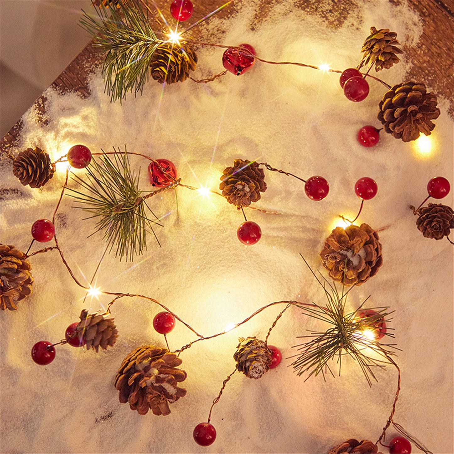 Pinecone Christmas Led String Lights-Battery operated Fairy holiday hanging led string lights for Christmas Tree decora and room decorations