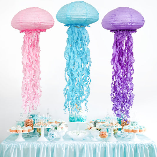 Mermaid Jellyfish Paper Lanterns with tassel- Little Mermaid Theme party-Mermaid Birthday Party, Under The Sea Party-Mermaid Baby Shower