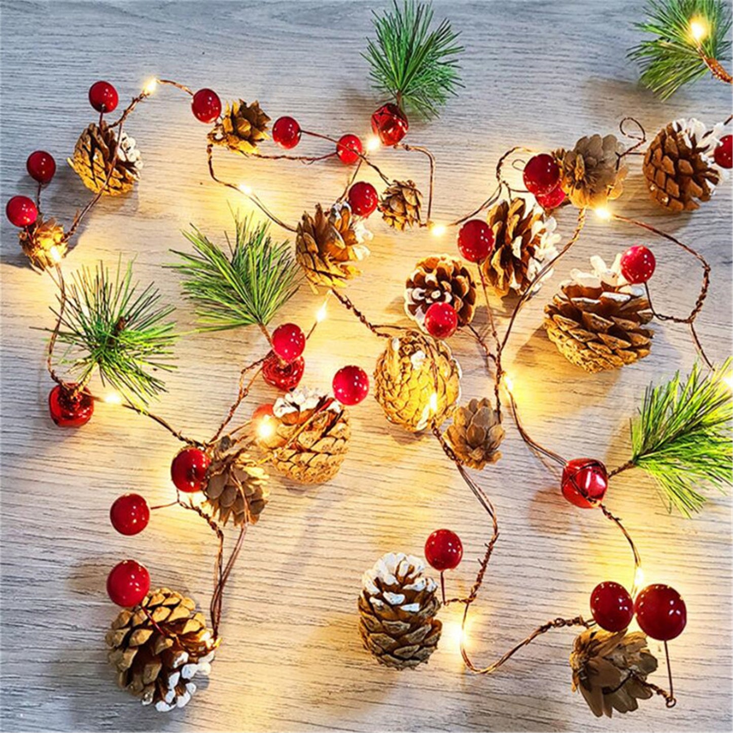 Pinecone Christmas Led String Lights-Battery operated Fairy holiday hanging led string lights for Christmas Tree decora and room decorations