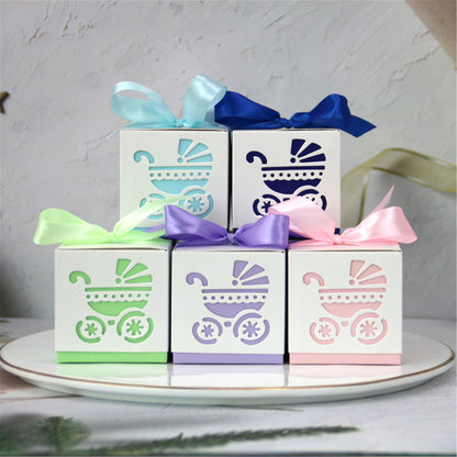 Baby shower candy boxes,Baby carriage party favor bags,baby shower gift favor boxes,boy&girl favor candy box for 1st birthday idea