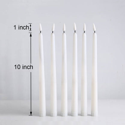 Set of 6 Flameless taper candles with Romote control & Timer-Battery operated Led candles-Dinner table centerpieces-Wedding party candles decorations