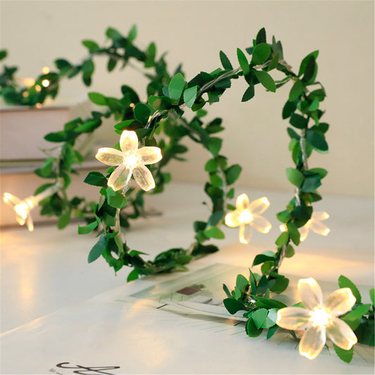 Green Leaf fairy lights with cherry blossom-Green leaf string lights