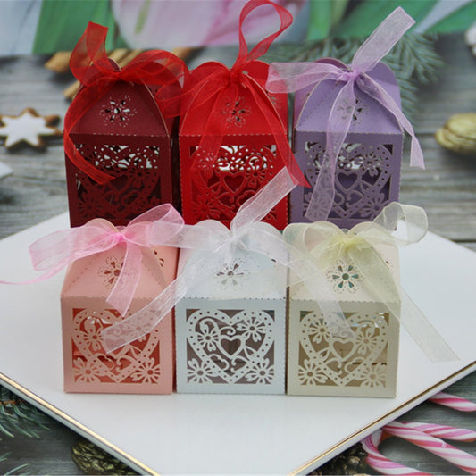 Bridal Shower Favor Boxes-Laser Cut love heart wedding favor boxes-50pcs candy boxes-gift boxes-treat boxes-party favor boxes decorations