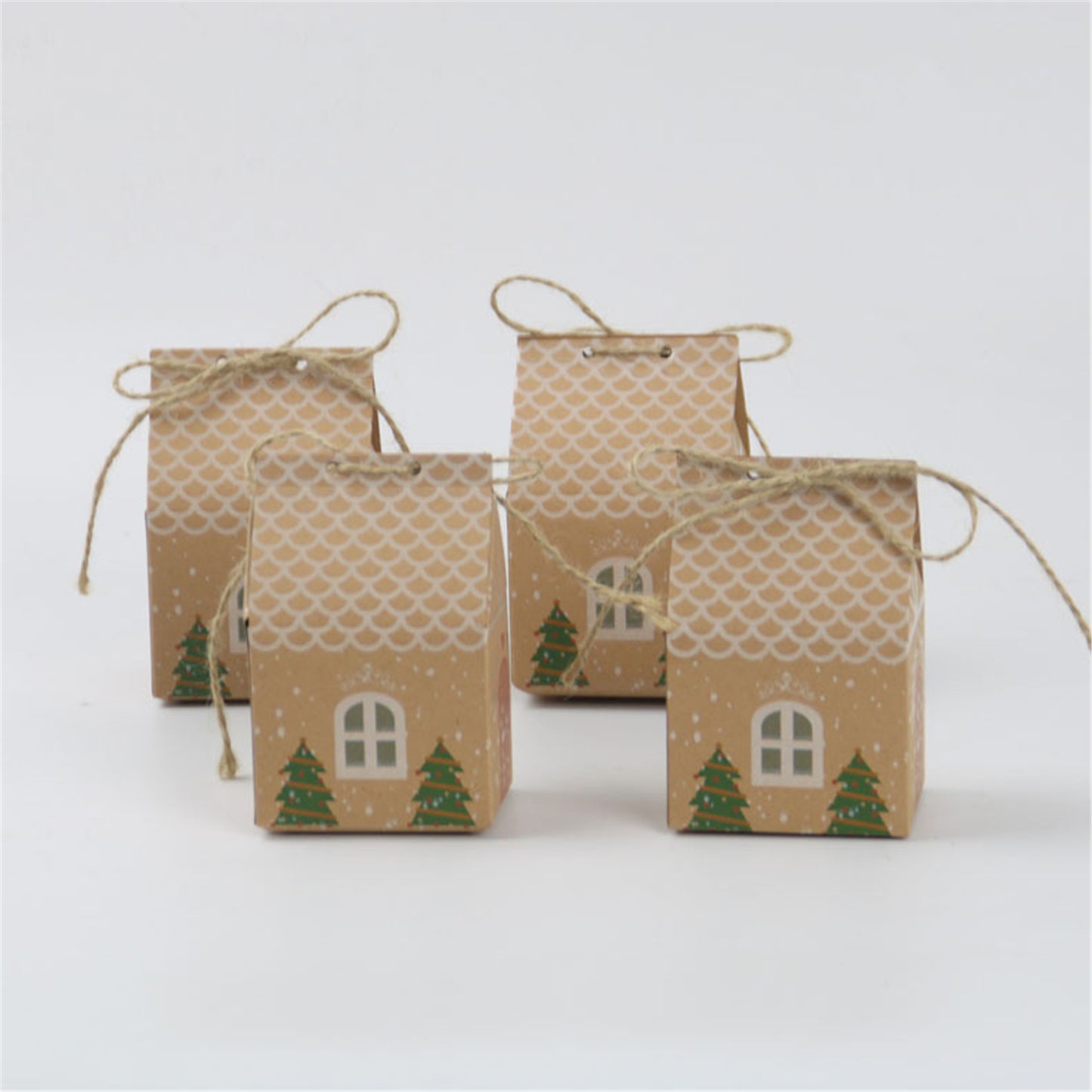 Christmas House party favor boxes-Kraft Paper house candy boxes with rope-house gift boxes-Treat box-party favor box-home gift sweet home