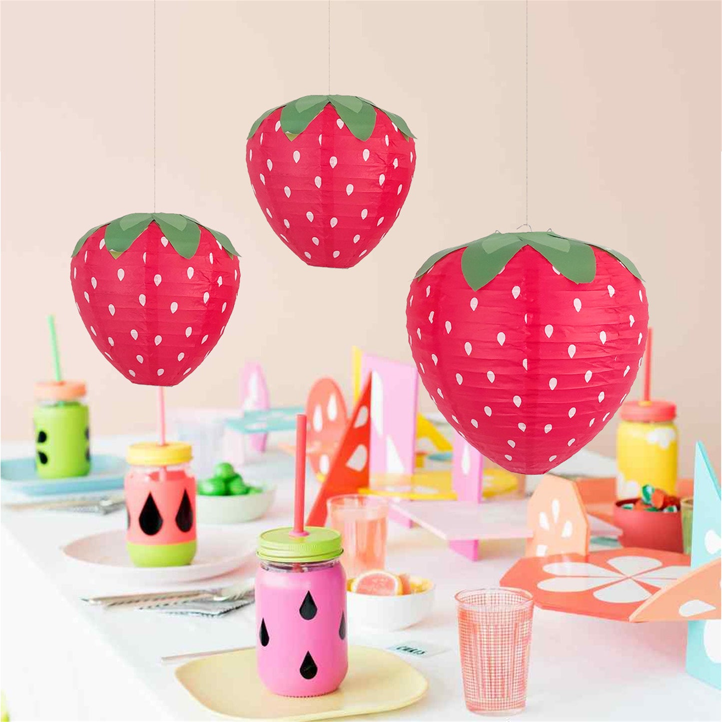 Strawberry paper lantern-Chinese paper lanterns for wedding ,party home decor-Kindergarden classroom holiday party supplies