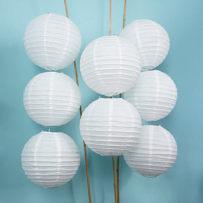 White&gold paper lanterns for wedding party,Chinese round tissue paper lantern for the birthday brial baby shower party decorations