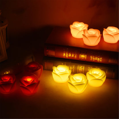 Set of 2 Rose shaped Battery Operated Led Tealight-Flameless tealights with Flickering-Fake tea candle realistic for party decor