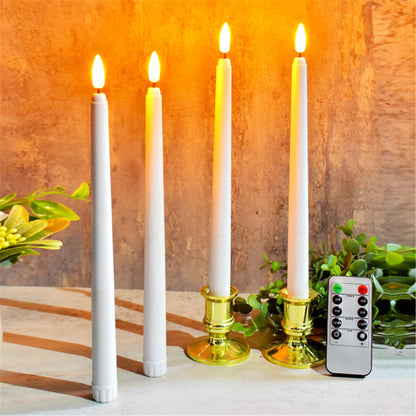 Set of 6 Flameless taper candles with Romote control & Timer-Battery operated Led candles-Dinner table centerpieces-Wedding party candles decorations