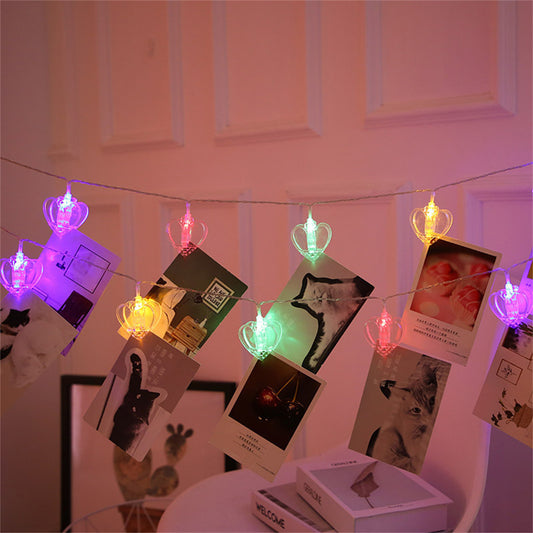 Hanging Photo String Lights-Heart shaped LED photo display string lights wall decor-Hanging Fairy photo lights-bedroom photo string lights