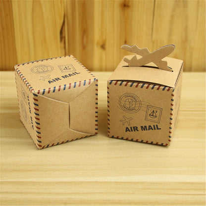 Kraft paper Air mail party favor boxes-Inspired vintage shabby chic Wedding party candy boxes-gift boxes-Birthday party favor candies boxes