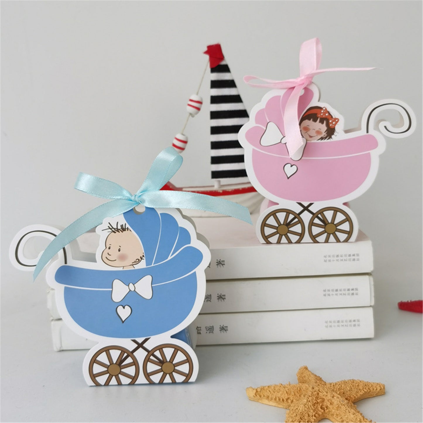 Baby Shower favor box-baby carriage party candy boxes-baby shower treat box-Baby carriage 1st birthday-Baby Gril&Boy party gift boxes