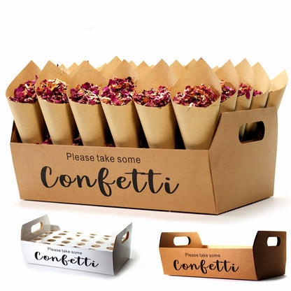 Wedding Confetti Cone Holder stand boxes tray-Wedding tray confetti cone-Rustic wedding party decor Boho Rustic Barn wedding paper cones