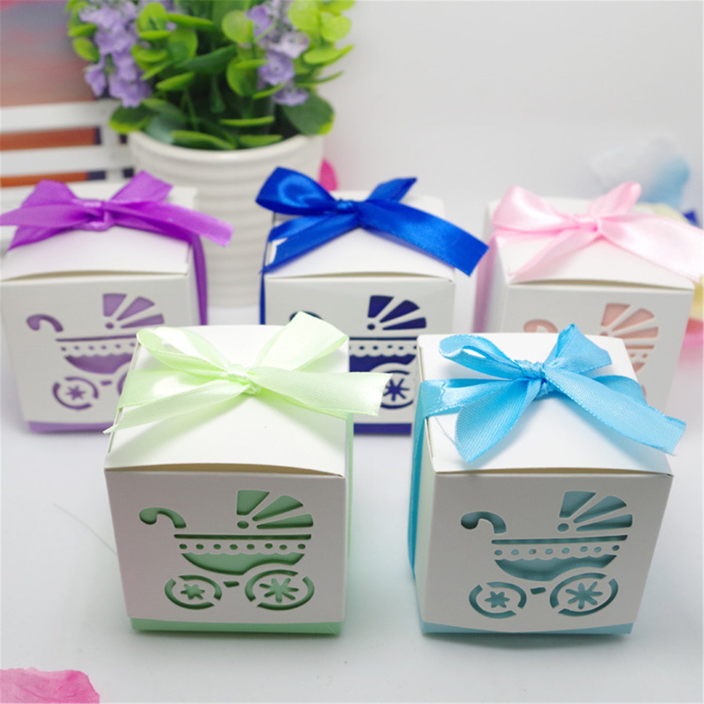 Baby shower candy boxes,Baby carriage party favor bags,baby shower gift favor boxes,boy&girl favor candy box for 1st birthday idea