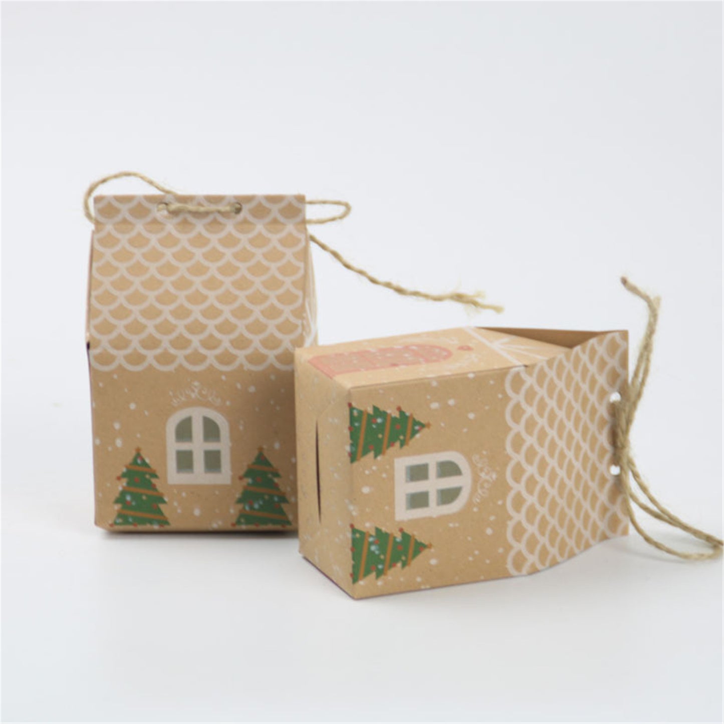 Christmas House party favor boxes-Kraft Paper house candy boxes with rope-house gift boxes-Treat box-party favor box-home gift sweet home