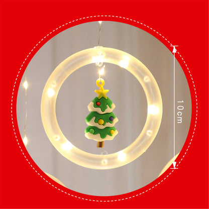 Christmas Led Curtain String Lights with 10 circle&Christmas Oranments -3m*0.5m Fairy Led Lights hanging wall decor for Christmas room decor