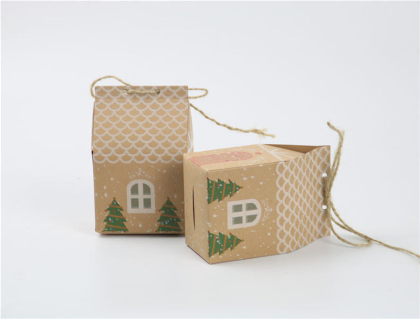 Christmas House party favor boxes-Kraft Paper house candy boxes with rope-house gift boxes-Treat box-party favor box-home gift sweet home