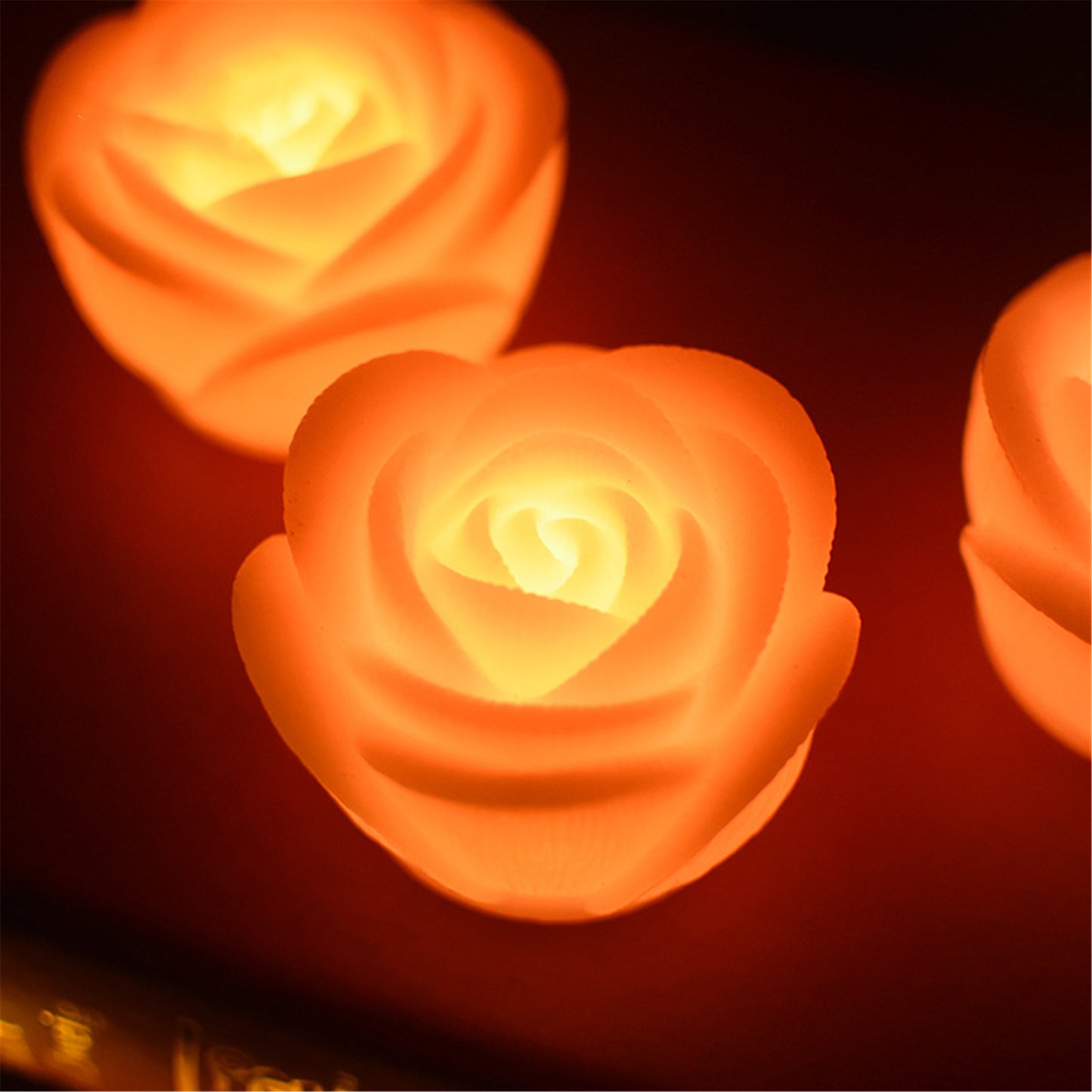 Set of 2 Rose shaped Battery Operated Led Tealight-Flameless tealights with Flickering-Fake tea candle realistic for party decor