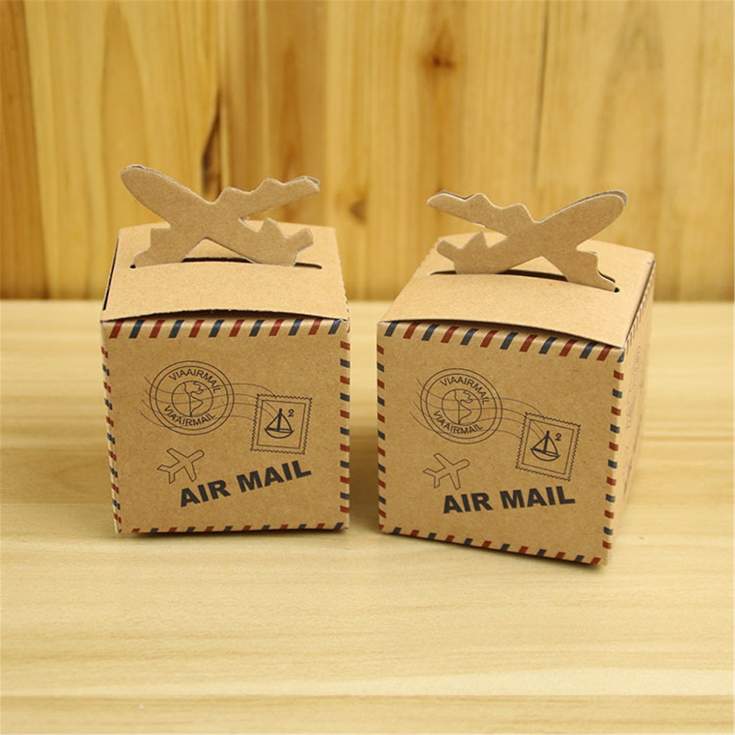 Kraft paper Air mail party favor boxes-Inspired vintage shabby chic Wedding party candy boxes-gift boxes-Birthday party favor candies boxes