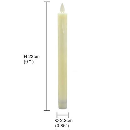 Set of 2 Flameless taper candles with Romote control & Timer-Battery operated pillar Led candles with move wick flickering candles for party decor