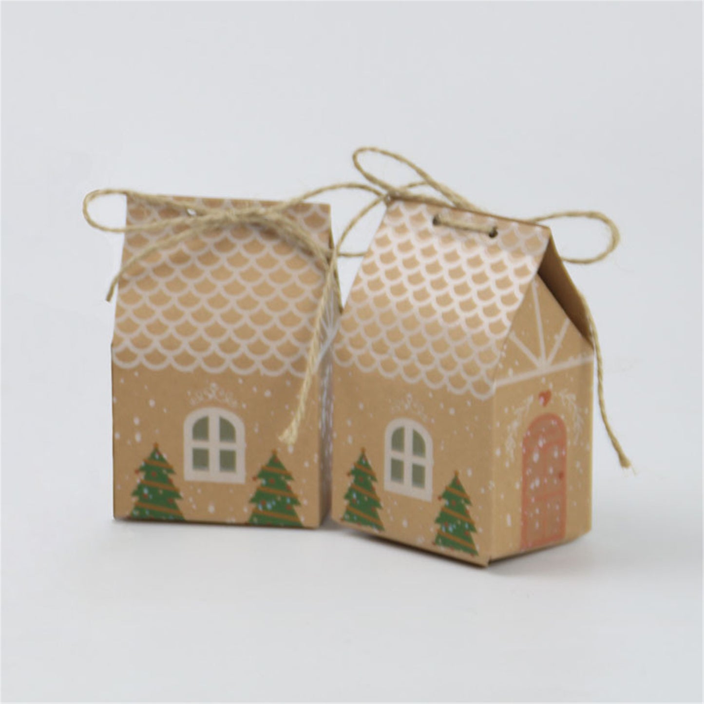 Christmas House party favor boxes-Kraft Paper house candy boxes with rope-house gift boxes-Treat box-party favor box-home gift sweet home