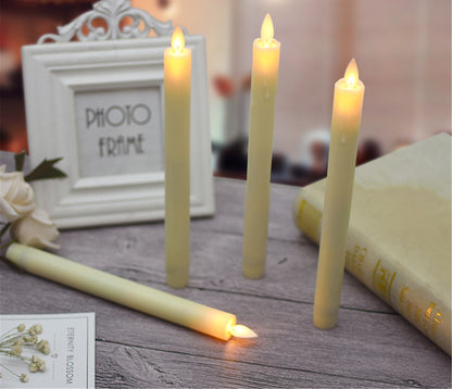 Set of 2 Flameless taper candles with Romote control & Timer-Battery operated pillar Led candles with move wick flickering candles for party decor