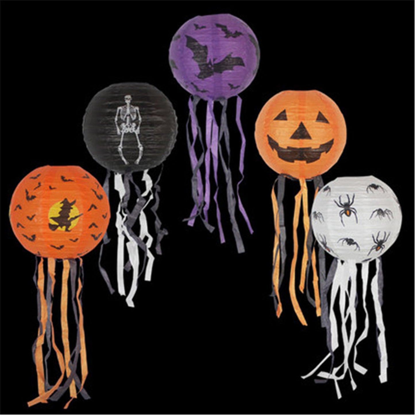 Halloween Paper Lantern-Halloween party paper lanterns with paper tassel ,Chinese round paper lantern for the halloween party decorations