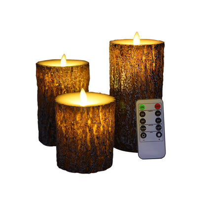 Set of 3 Flameless pillar Candle with diameter 3"-Electric Flickering led candle with romote timer-real wax Led Battery operated party candles