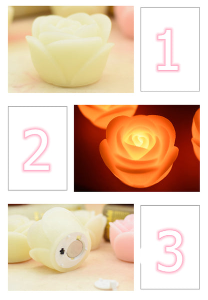 Set of 2 Rose shaped Battery Operated Led Tealight-Flameless tealights with Flickering-Fake tea candle realistic for party decor