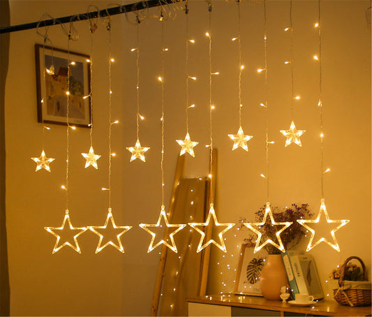 Star Led Curtain String Lights-3.5M Ins Christmas Lights Decoration Holiday Lights Lamp hanging wall decor for Christmas room decor