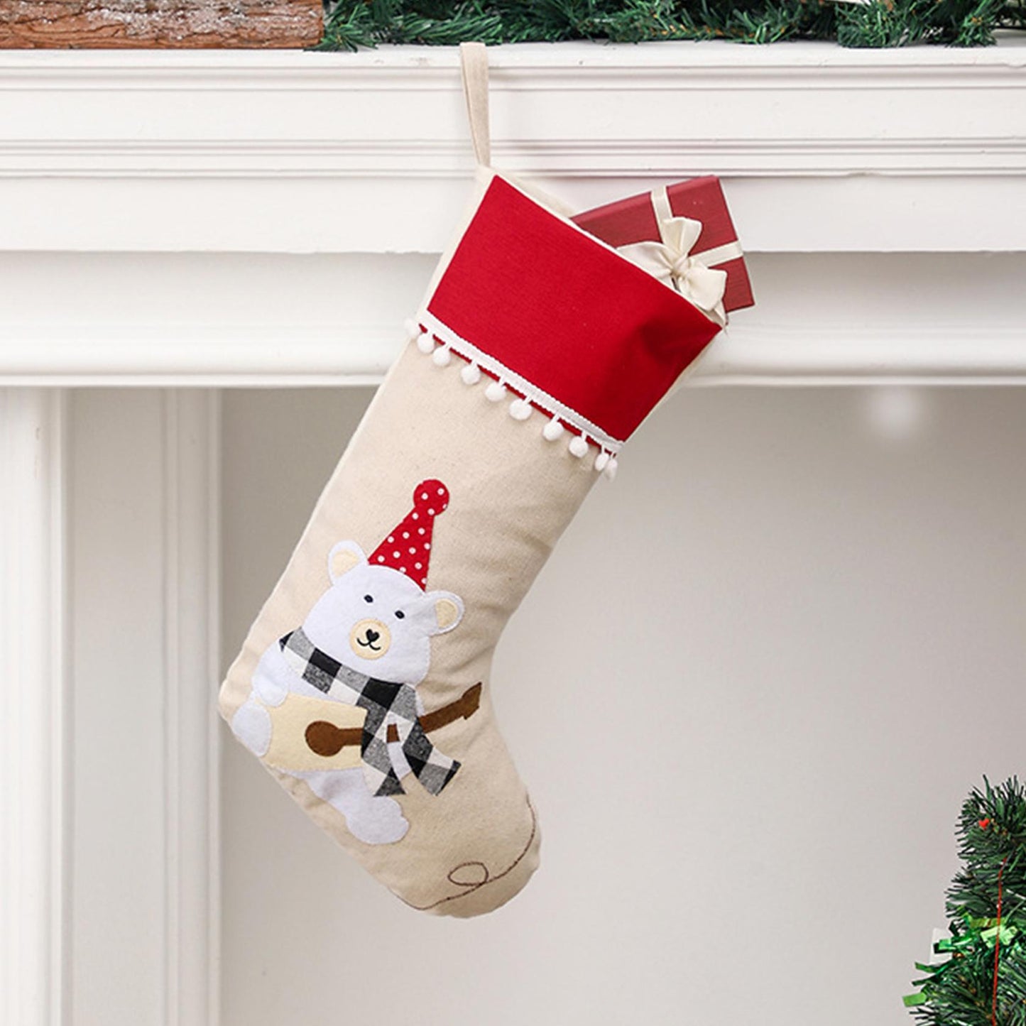 Christmas Stockings Personalized Holiday Stockings Custom Stocking with Name Gift Pattern Stocking for Family Christmas Ornament Decoration