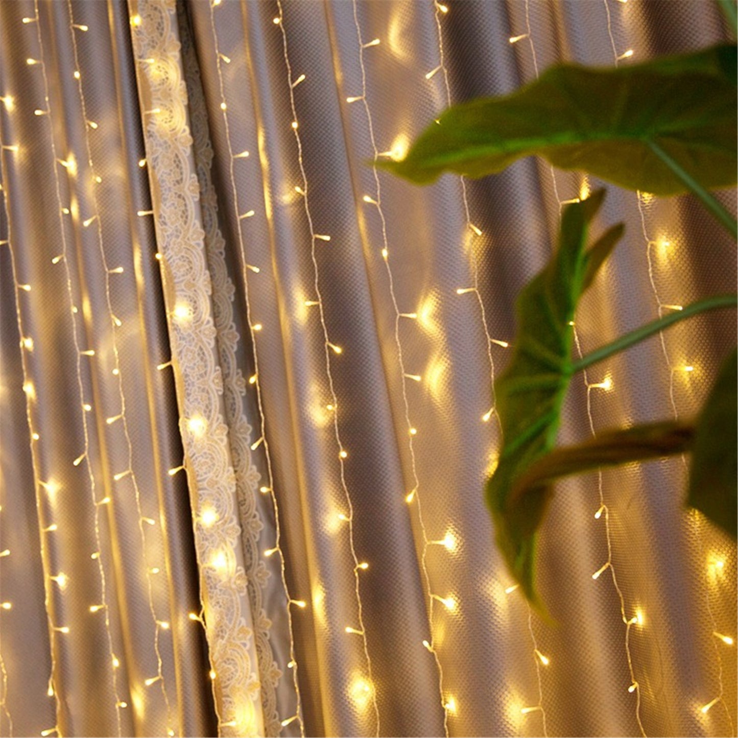 Window Curtain Led String Lights-Fairy Led Lights with Plug-Indoor outdoor hanging String lights for wall bedroom wedding party decorations