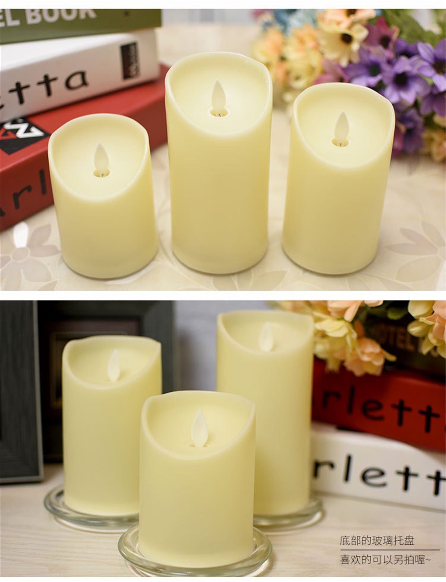 Set of 12 ABS Battery Operated Flameless Led Candles with Flickering bulb lights in Warm white-Fake tea candle 5cm realistic for wedding decor