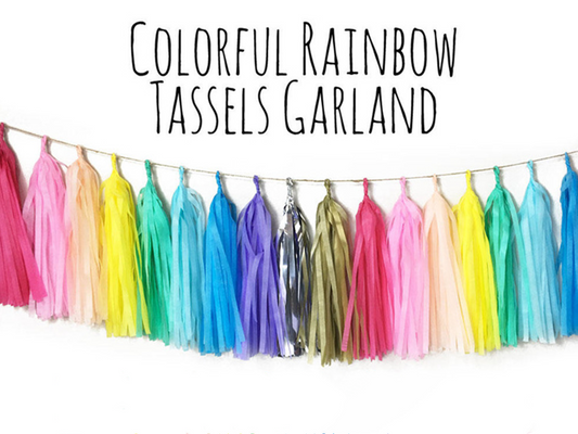 Tissue Paper Tassel Garland /5 pcs  Fiesta tissue tassel garland Rainbow color tissue tassel for DIY room decorations,Hanging party tassel