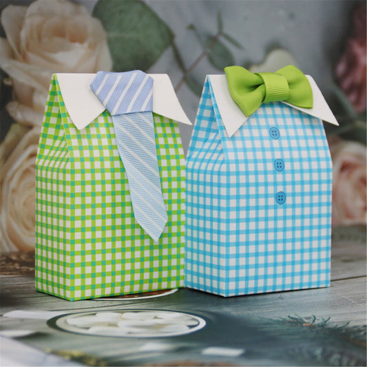 DIY candy boxes,Necktie/bow tie stytle candy favor bags,Boy's baby shower favor bags&Wedding candy boxes for the birthday party