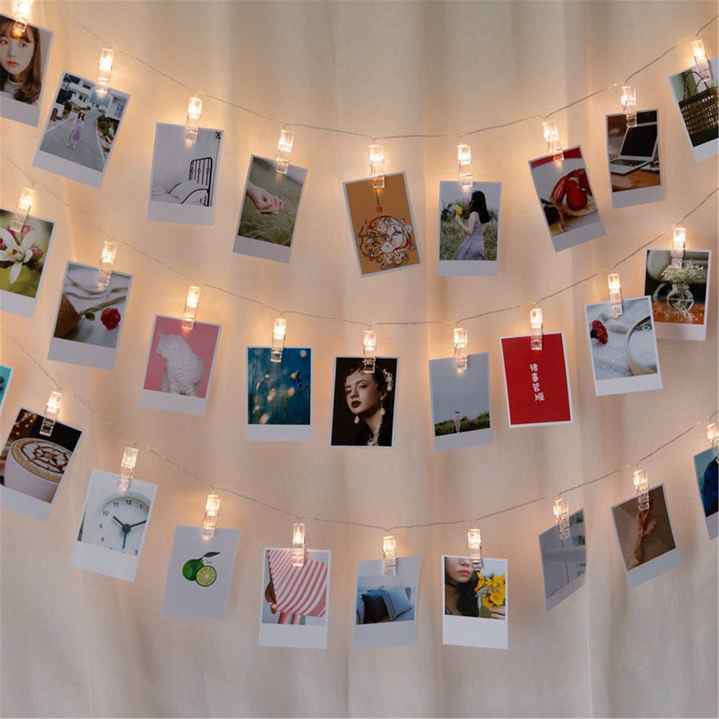 Hanging Photo String Lights-LED photo display string lights wall decor-Fairy photo lights display-hanging photo-bedroom photo string lights