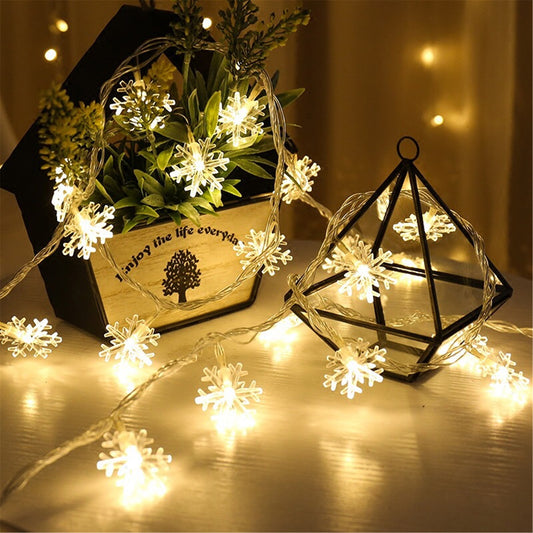 Snowflake String Lights-Fairy Led string lights for indoor outdoor Christmas Tree Lights Decorations-Winter Holiday battery lights