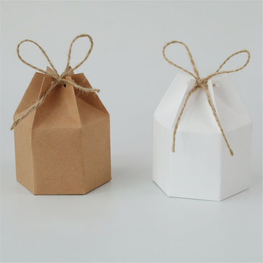 Hexagon Kraft Paper Candy Boxes-Creative kraft paper boxes-Treat candy boxes-Party favor boxes-Wedding party favor candy boxes-Baby shower