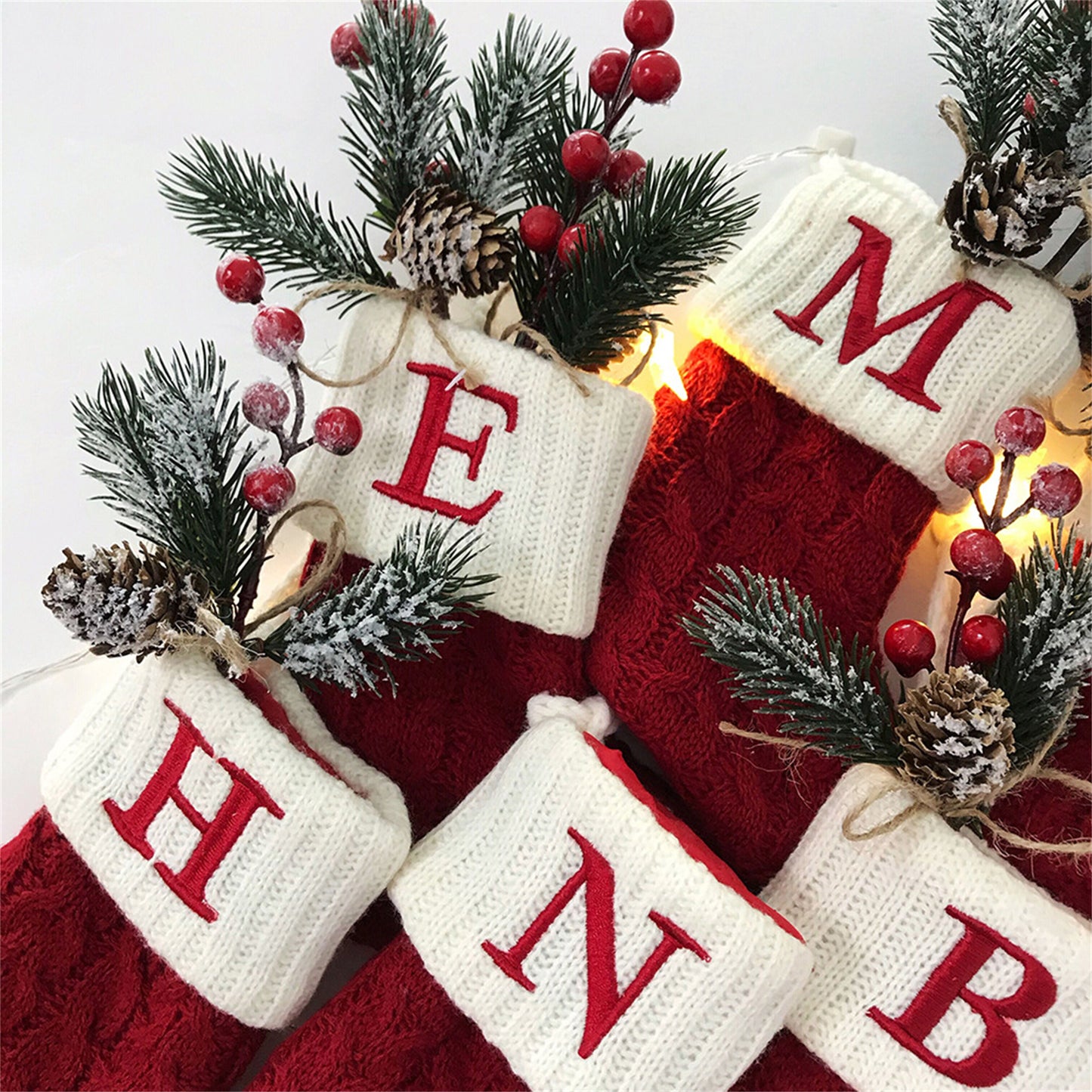 Christmas stockings with embroidered letters from A to Z,