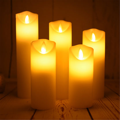 Set of 5  Flameless Led Candle-Diameter 2" battery operated with romote timer control mixed size for wedding birthday party home decorations