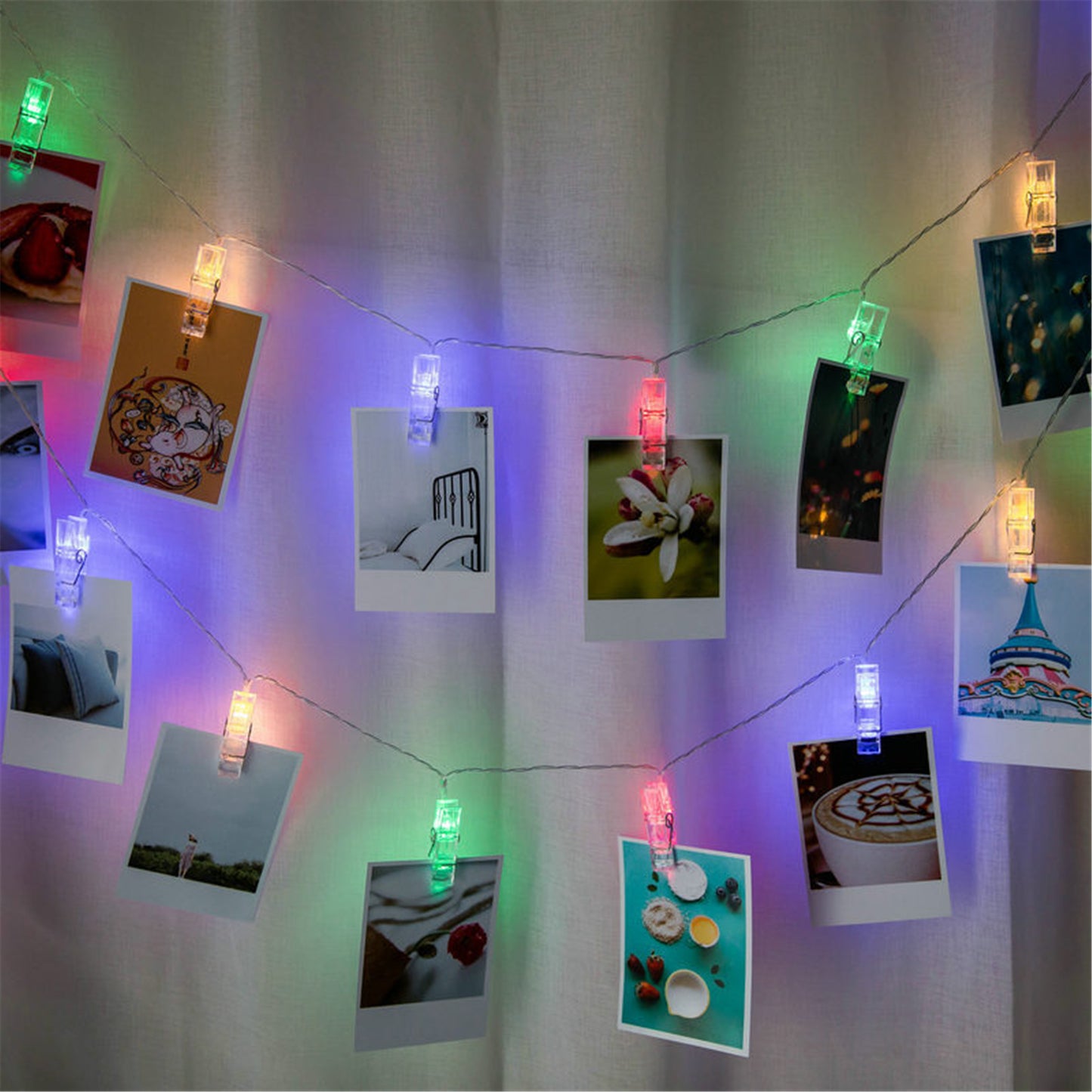 Hanging Photo String Lights-LED photo display string lights wall decor-Fairy photo lights display-hanging photo-bedroom photo string lights