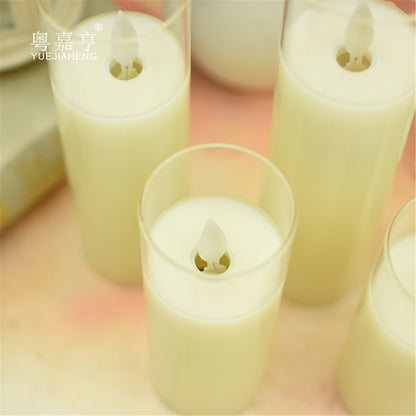 5PCS Glass Flameless Led Candle-Diameter 2" battery operated with romote control mixed size for wedding birthday party home decorations