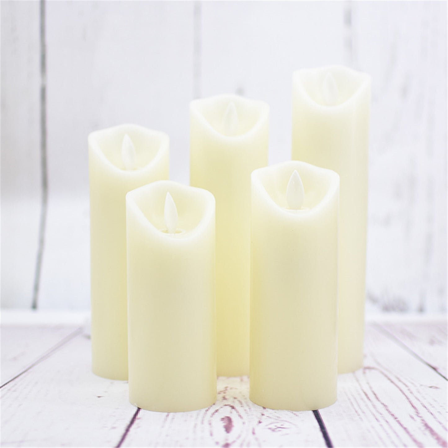 Set of 5  Flameless Led Candle-Diameter 2" battery operated with romote timer control mixed size for wedding birthday party home decorations