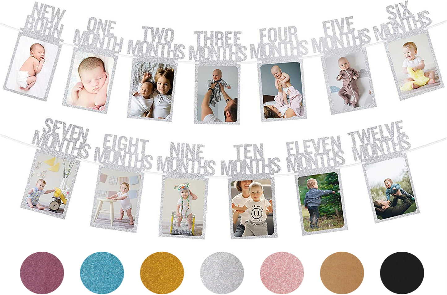 1st Birthday Photo Banner From New Born to 12 Months for Baby-Monthly photo banner-Milestone banner- photo cards- first birthday decorations