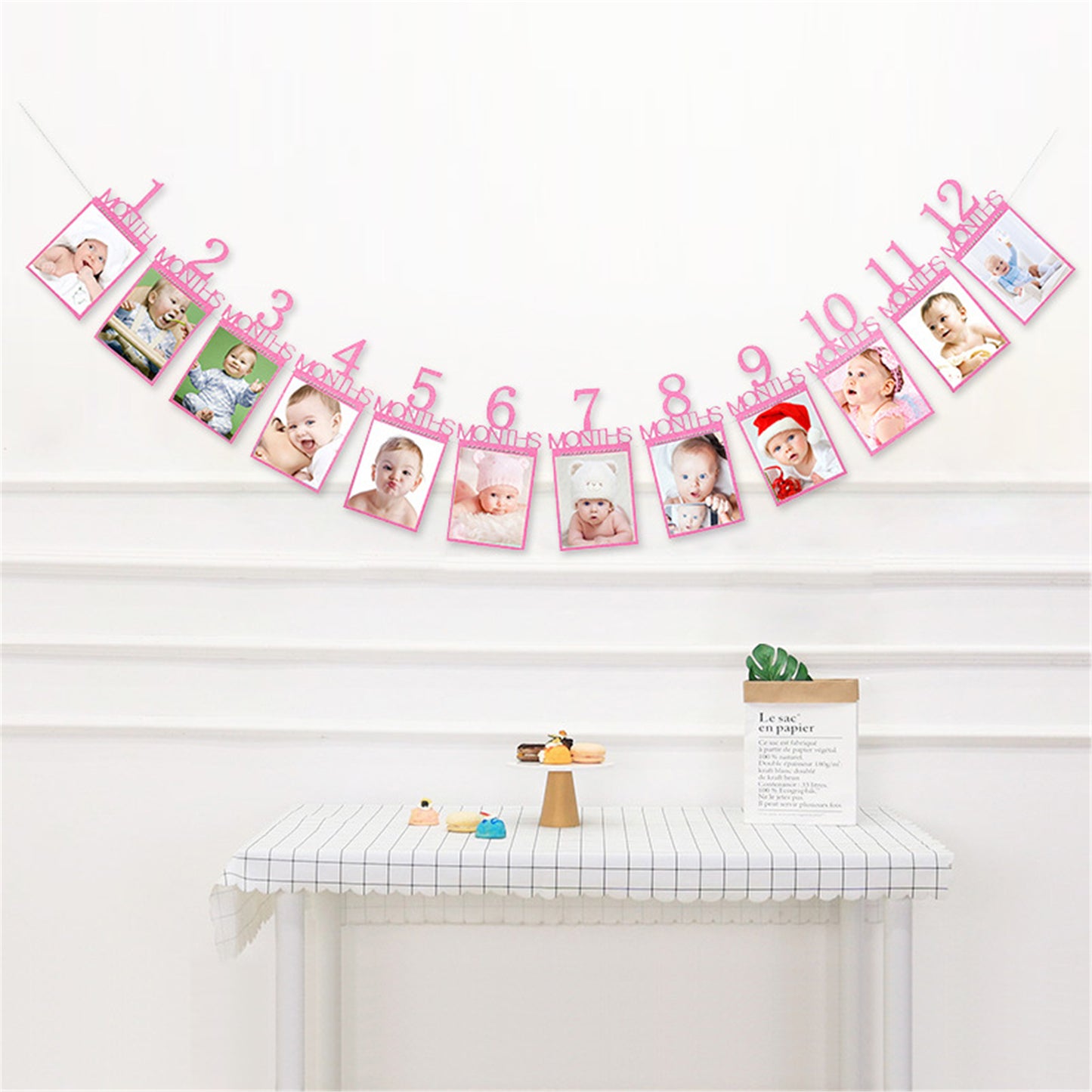 1st birthday Photo Banner-First year picture banner-one year photo banner with monthly for baby girl's or boy's birthday party