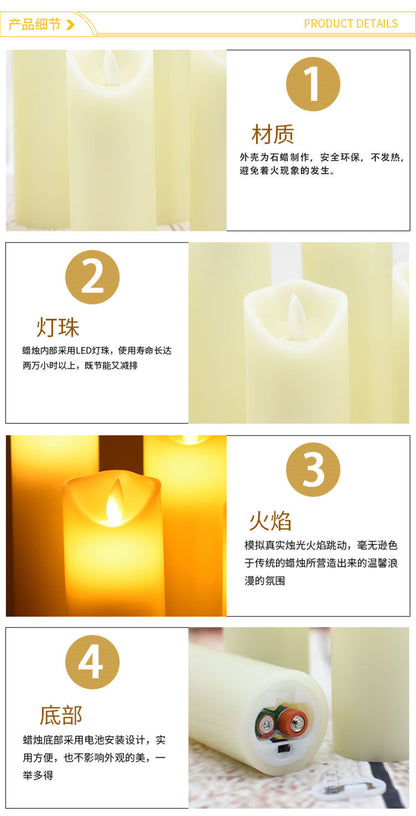 Set of 5  Flameless Led Candle-Diameter 2" battery operated with romote timer control mixed size for wedding birthday party home decorations